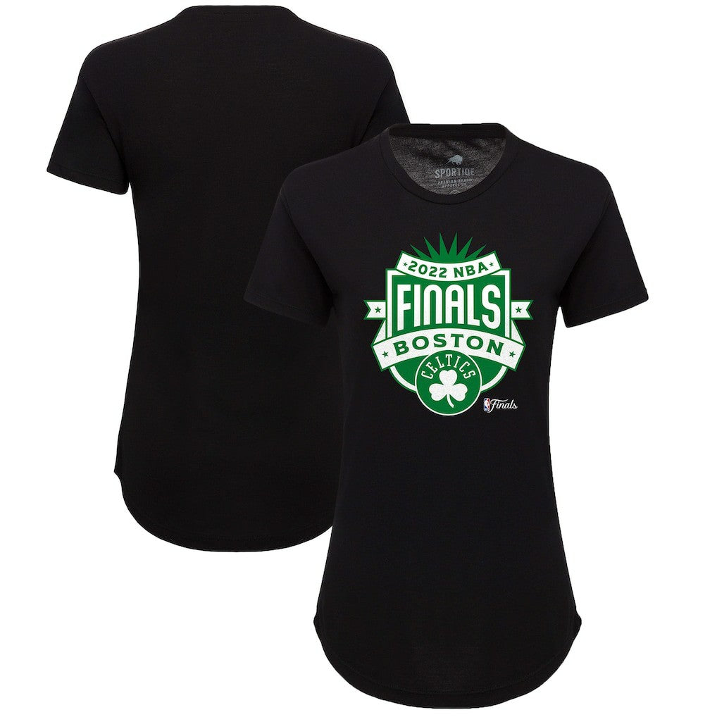 NBA - Boston Celtics Sportiqe Women's 2022 NBA Finals Crest Phoebe T-Shirt - Black