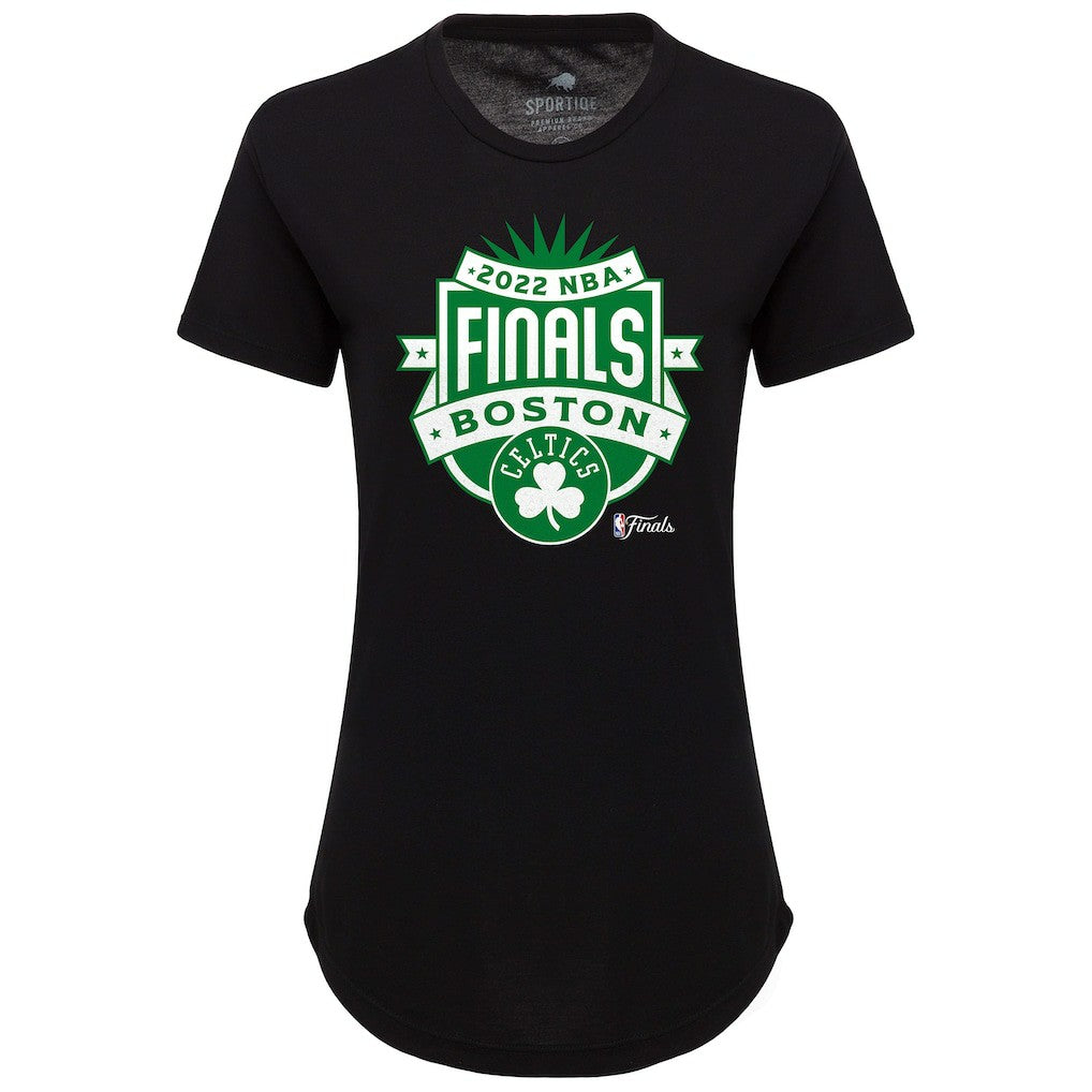 NBA - Boston Celtics Sportiqe Women's 2022 NBA Finals Crest Phoebe T-Shirt - Black