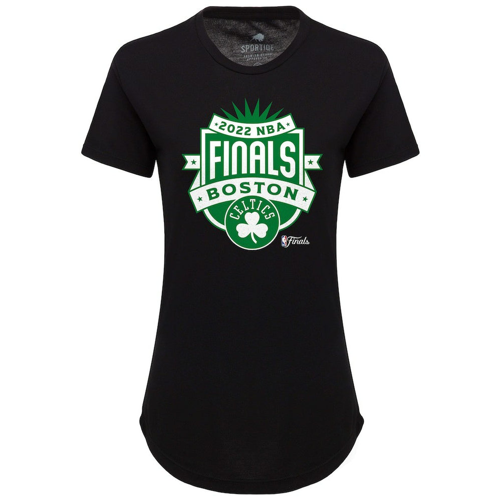 NBA - Boston Celtics Sportiqe Women's 2022 NBA Finals Crest Phoebe T-Shirt - Black