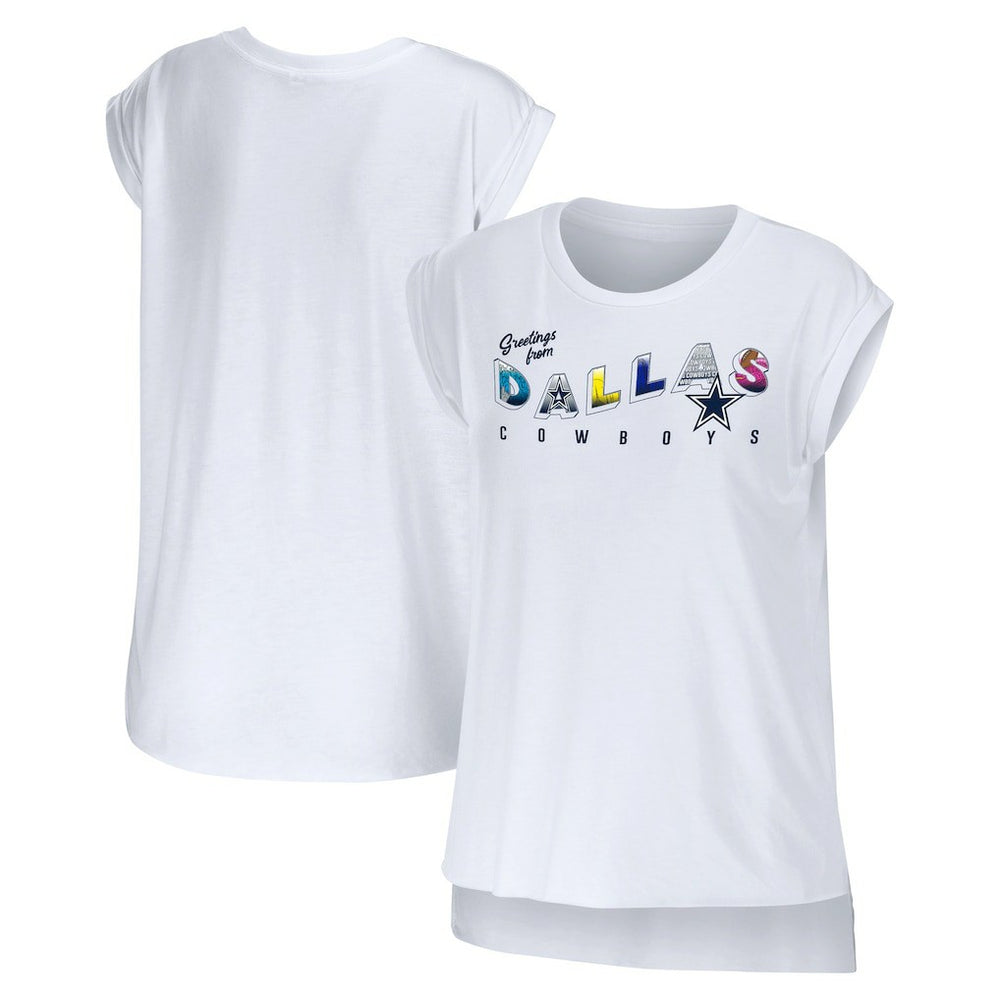 Dallas Cowboys WEAR by Erin Andrews Women's Greetings From Muscle T-Shirt White - NFL