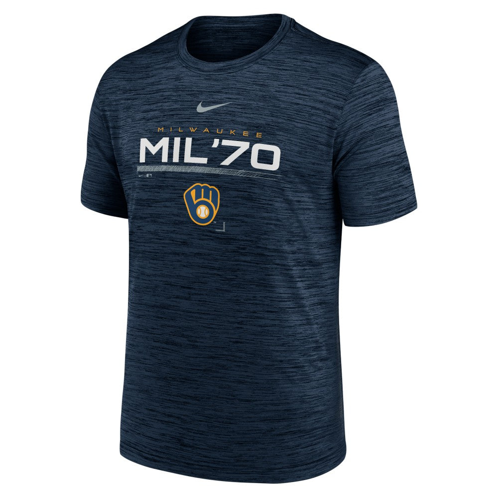 Milwaukee Brewers Nike Wordmark Velocity Performance T-Shirt discount