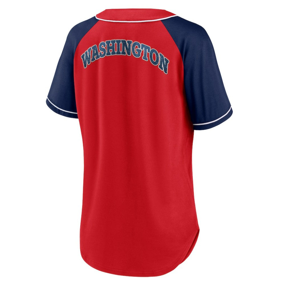 Washington Nationals Fanatics Women's Ultimate Style Raglan V-Neck T-Shirt Lifestyle