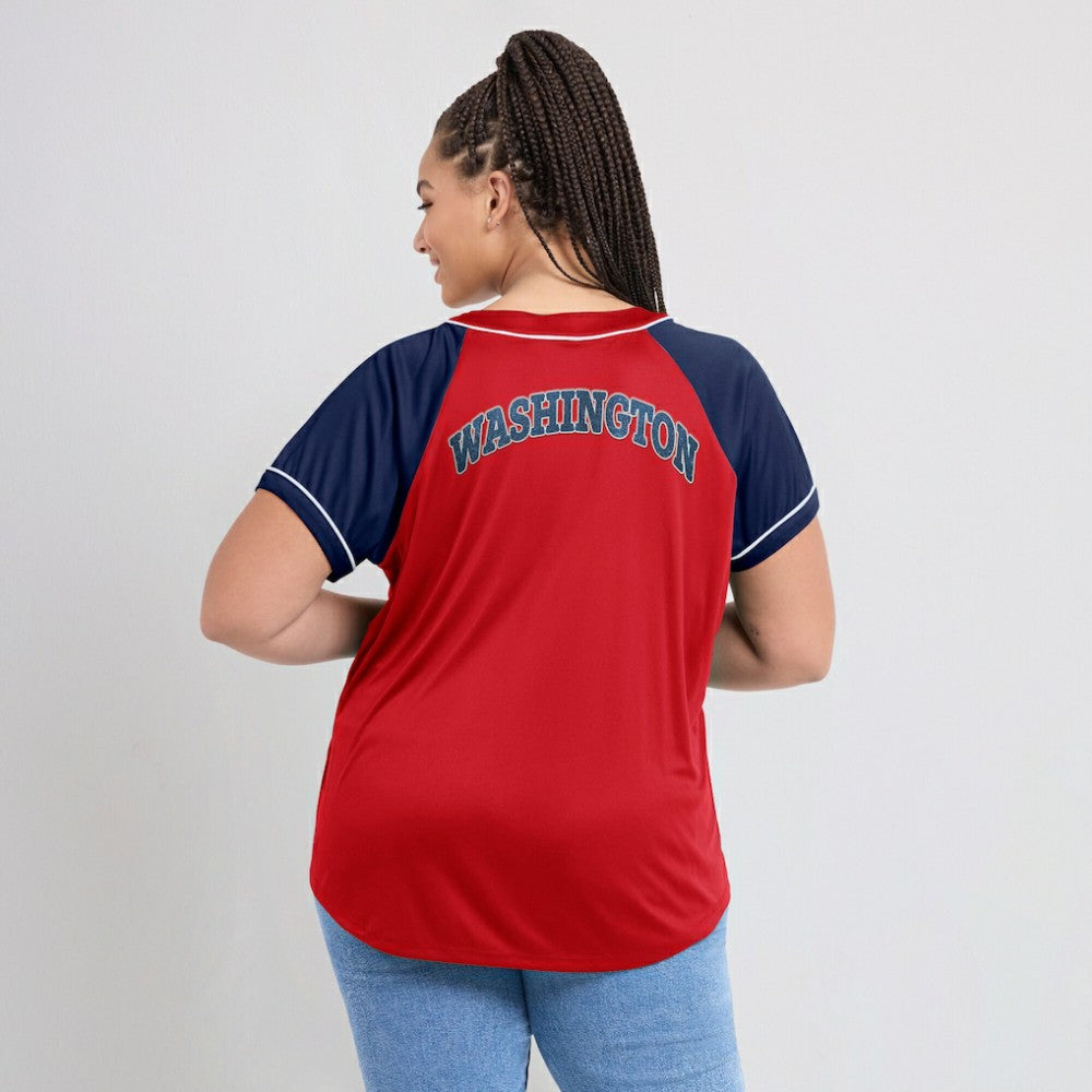 Washington Nationals Fanatics Women's Ultimate Style Raglan V-Neck T-Shirt Lifestyle