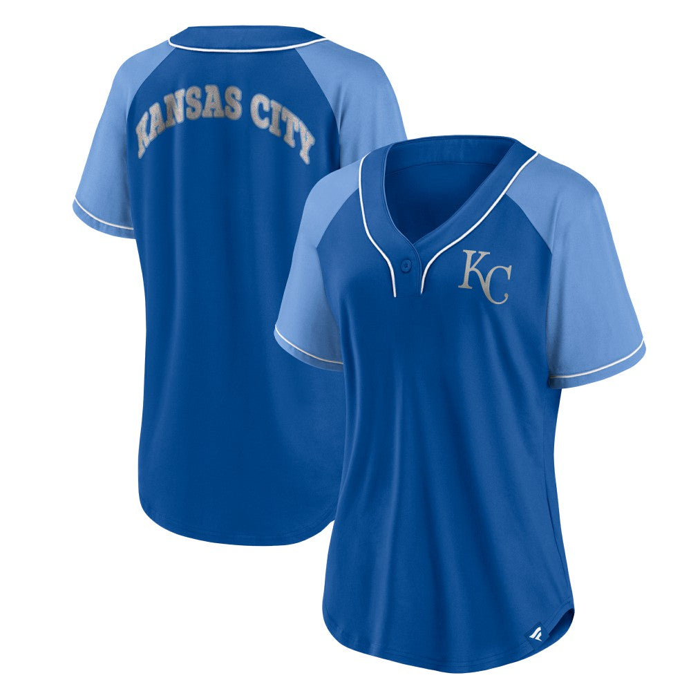 Kansas City Royals Fanatics Women's Ultimate Style Raglan V-Neck T-Shirt Lifestyle