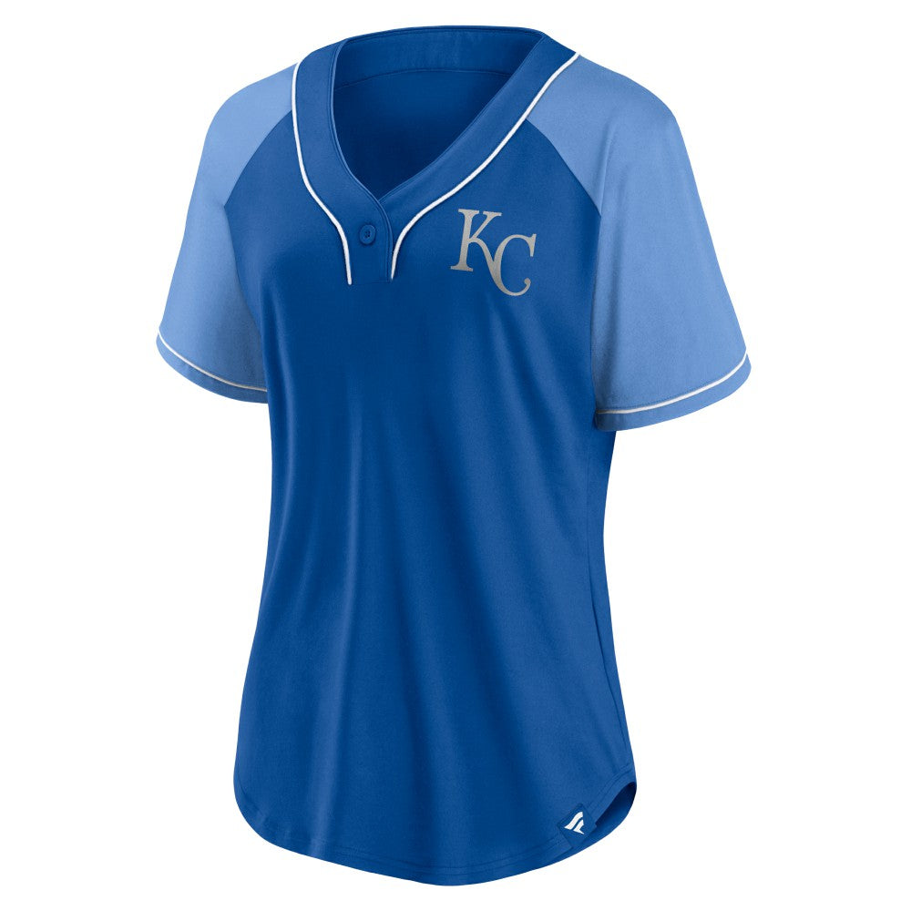 Kansas City Royals Fanatics Women's Ultimate Style Raglan V-Neck T-Shirt Lifestyle