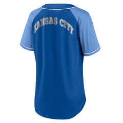 Kansas City Royals Fanatics Women's Ultimate Style Raglan V-Neck T-Shirt Lifestyle