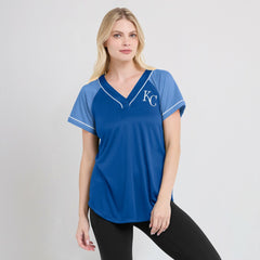 Kansas City Royals Fanatics Women's Ultimate Style Raglan V-Neck T-Shirt Lifestyle