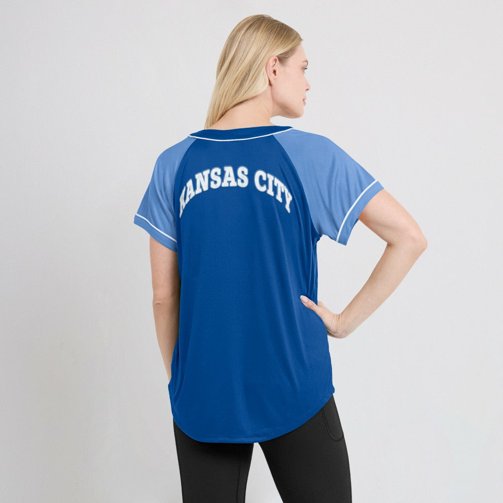 Kansas City Royals Fanatics Women's Ultimate Style Raglan V-Neck T-Shirt Lifestyle