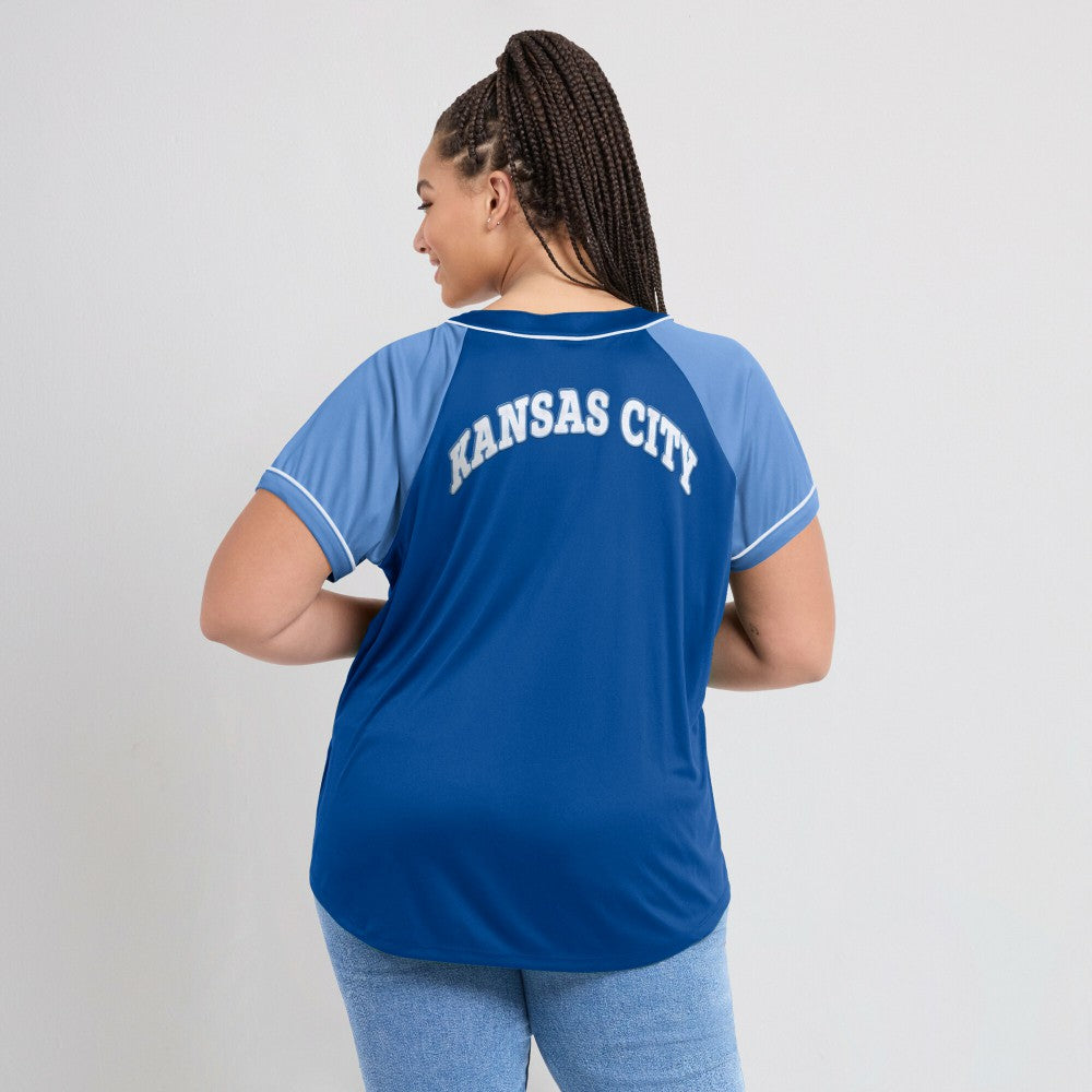 Kansas City Royals Fanatics Women's Ultimate Style Raglan V-Neck T-Shirt Lifestyle