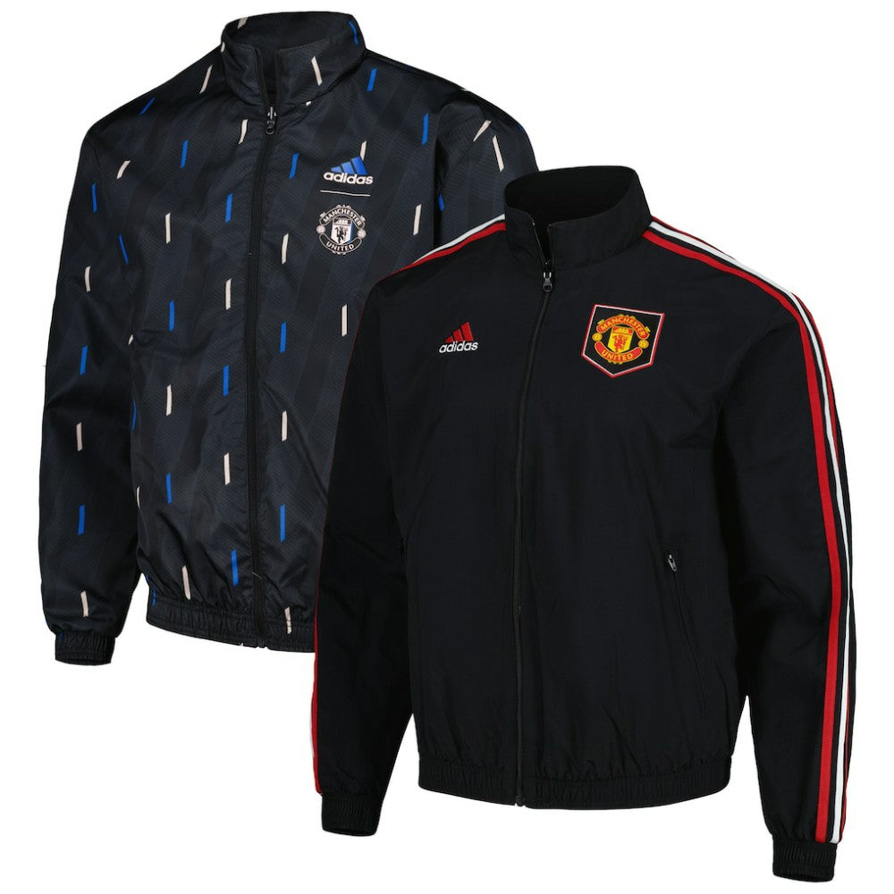 Adidas Manchester United 2022/23 On-Field Team Logo Anthem Reversible Full-Zip Jacket - Black