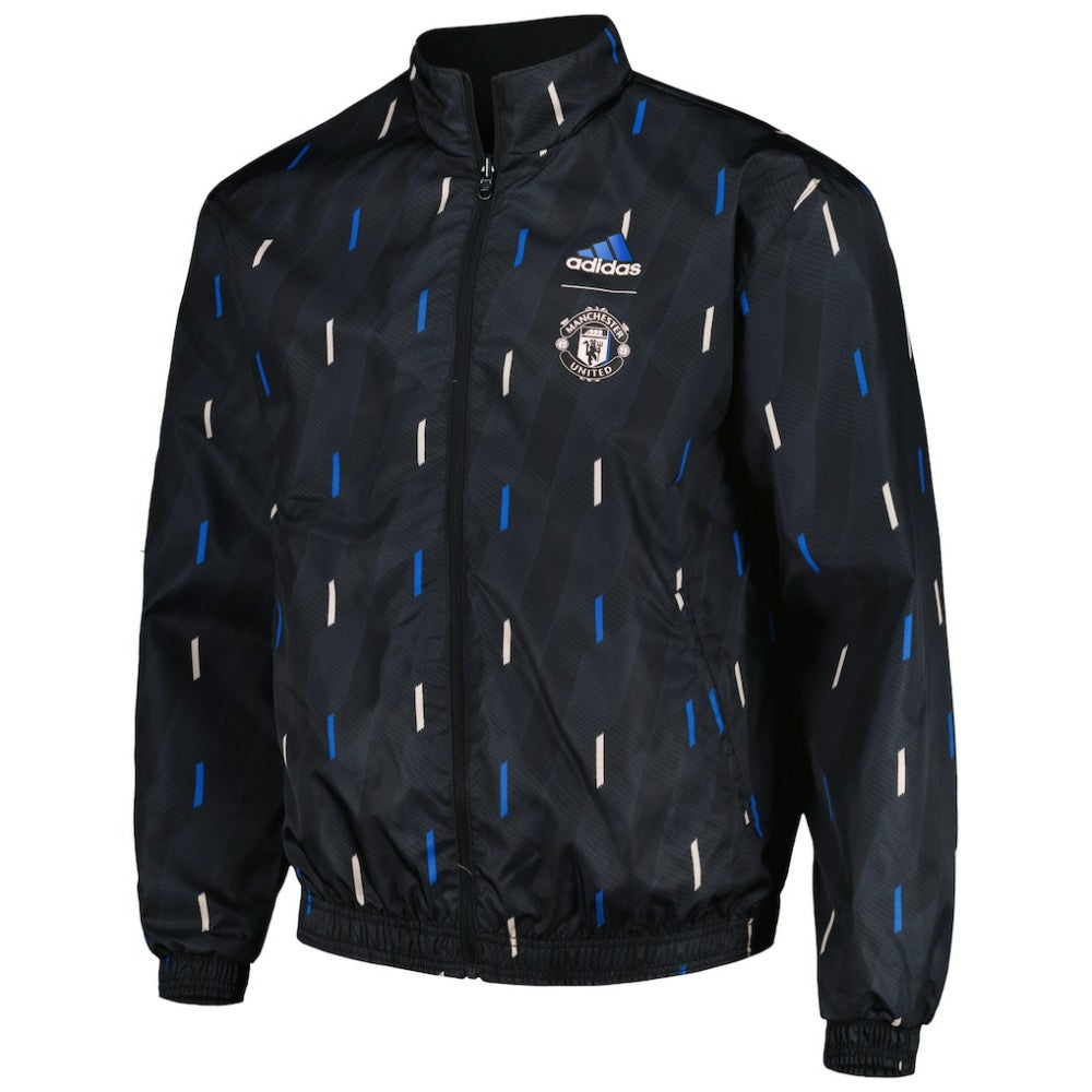 Adidas Manchester United 2022/23 On-Field Team Logo Anthem Reversible Full-Zip Jacket - Black