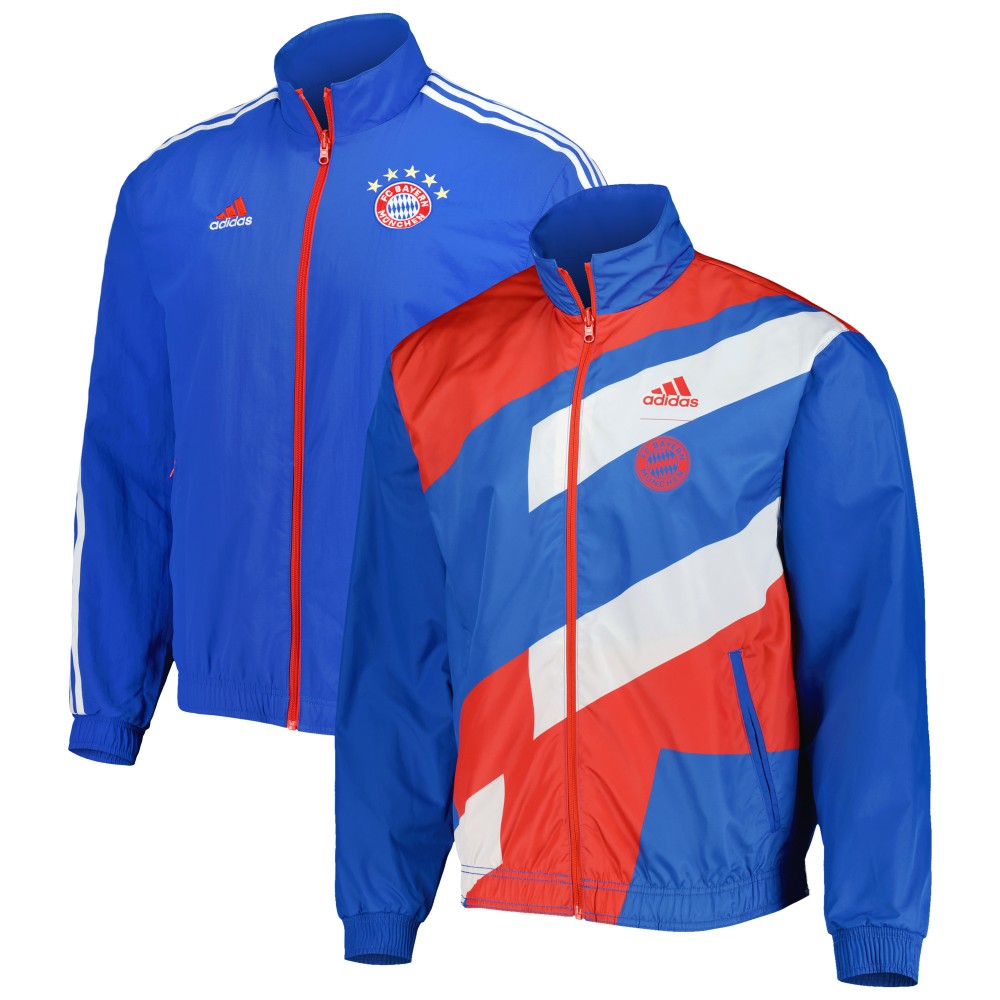 Adidas Bayern Munich 2022/23 On-Field Team Logo Anthem Reversible Full-Zip Jacket - Blue