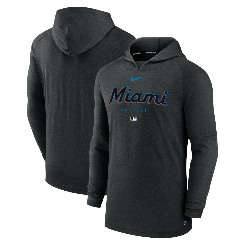 Miami Marlins Nike Authentic Collection Lightweight Dri-FIT Hooded Pullover On Sale