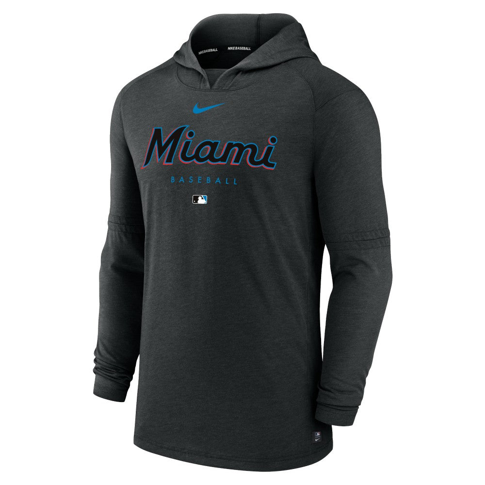 Miami Marlins Nike Authentic Collection Lightweight Dri-FIT Hooded Pullover On Sale