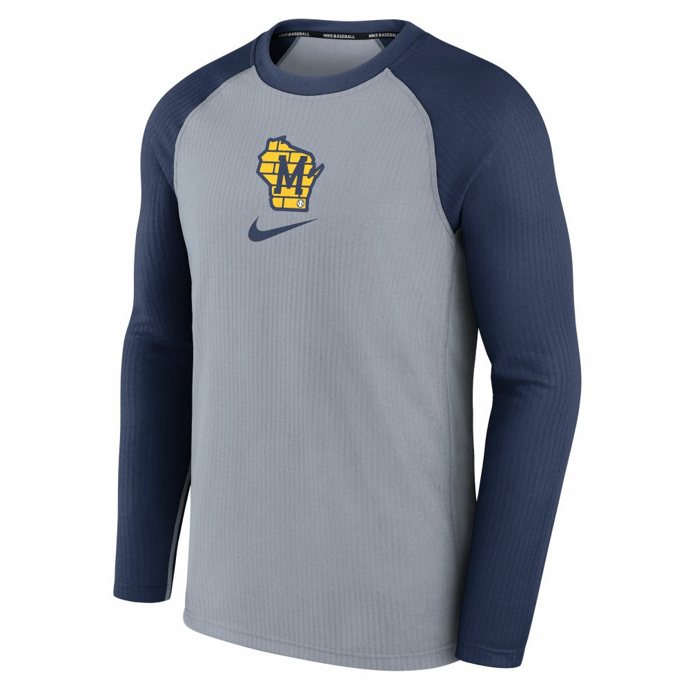 Milwaukee Brewers Nike Authentic Collection Game Raglan Performance Long Sleeve T-Shirt Clearance