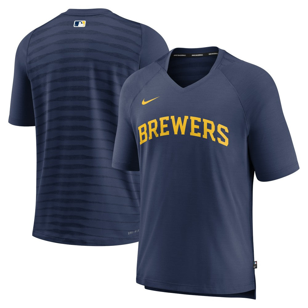 Milwaukee Brewers Nike Authentic Collection Pregame Raglan Performance V-Neck T-Shirt Sale