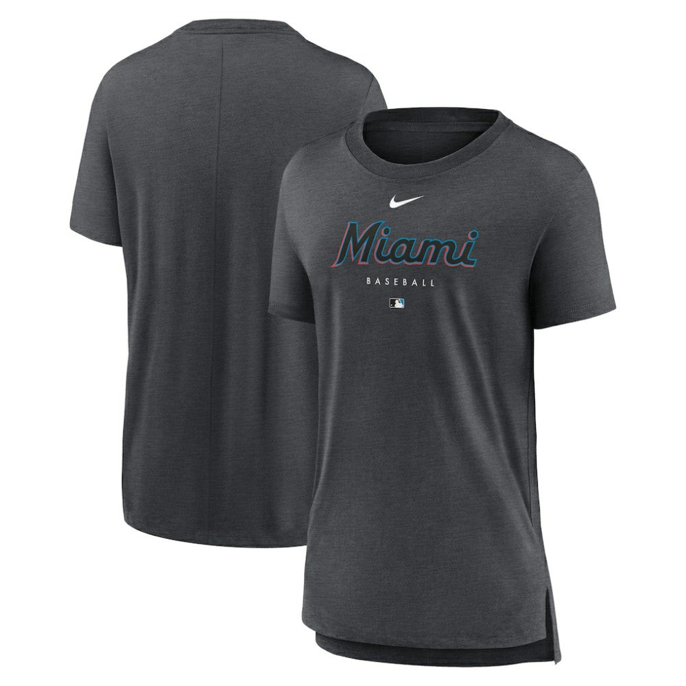 Miami Marlins Nike Women's Authentic Collection Early Work Tri-Blend T-Shirt Lifestyle