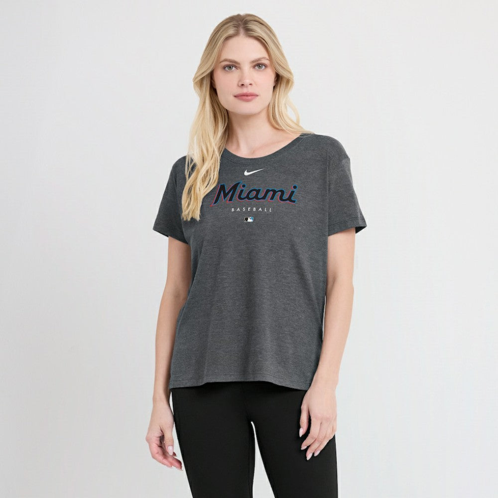 Miami Marlins Nike Women's Authentic Collection Early Work Tri-Blend T-Shirt Lifestyle