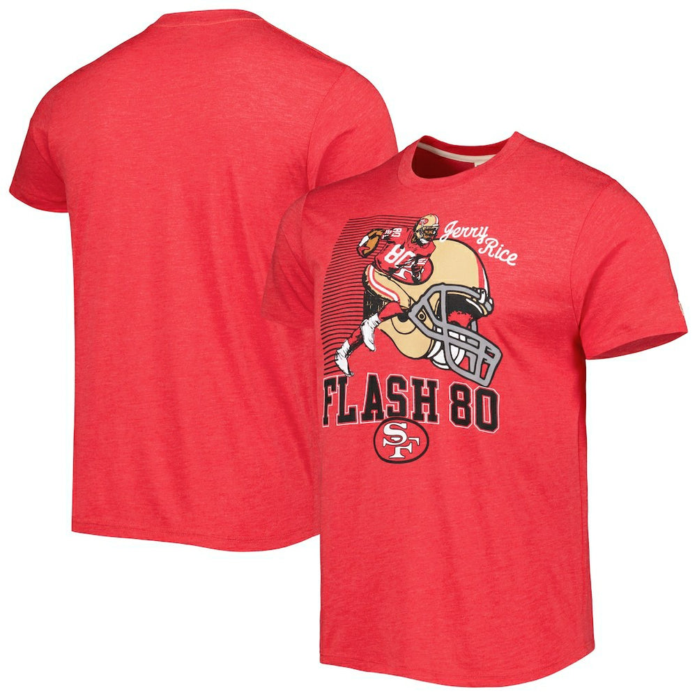 Jerry Rice San Francisco 49ers Homage Unisex Caricature Retired Player Tri-Blend T-Shirt Scarlet - NFL