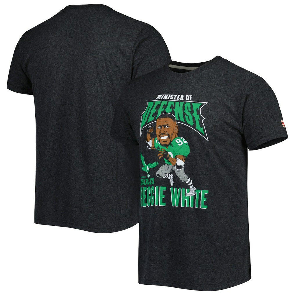 Reggie White Philadelphia Eagles Homage Unisex Unisex Caricature Retired Player Tri-Blend T-Shirt Heather Black - NFL