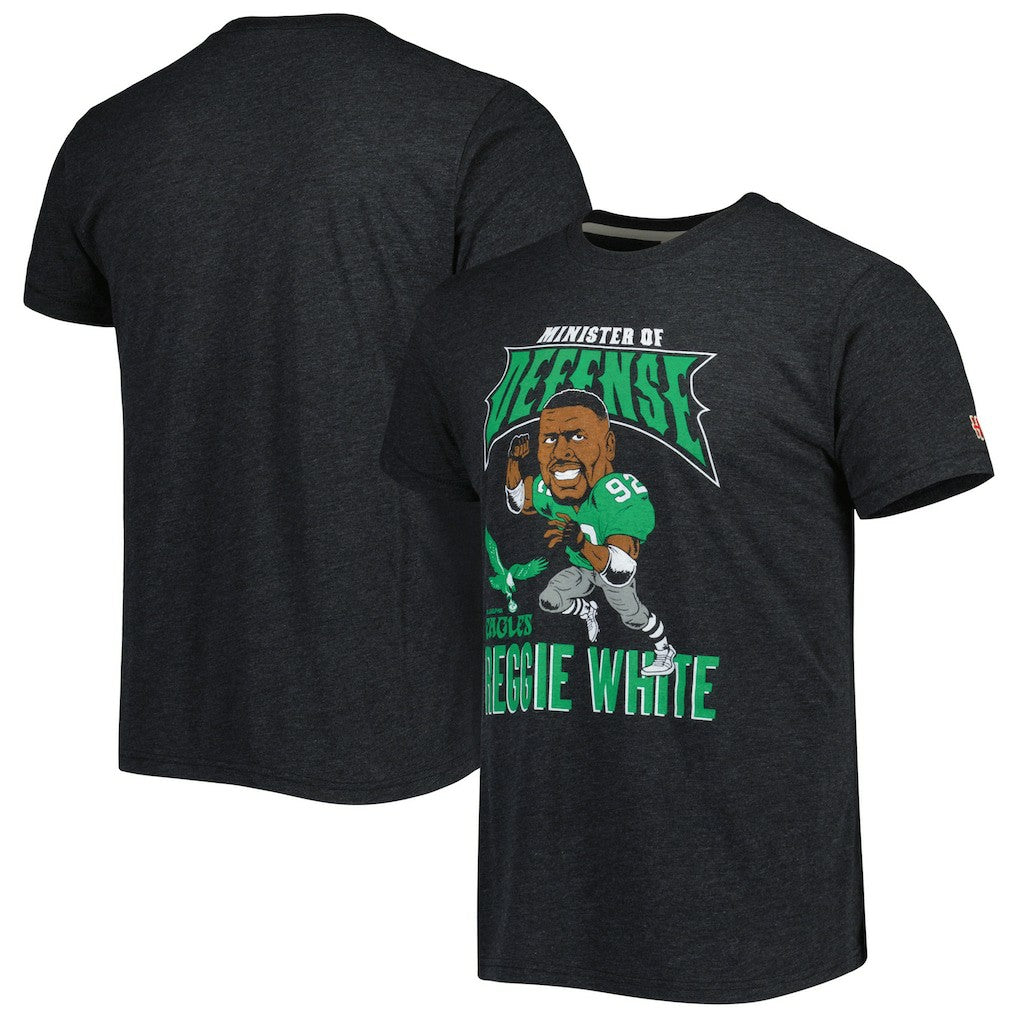 Reggie White Philadelphia Eagles Homage Unisex Unisex Caricature Retired Player Tri-Blend T-Shirt Heather Black - NFL