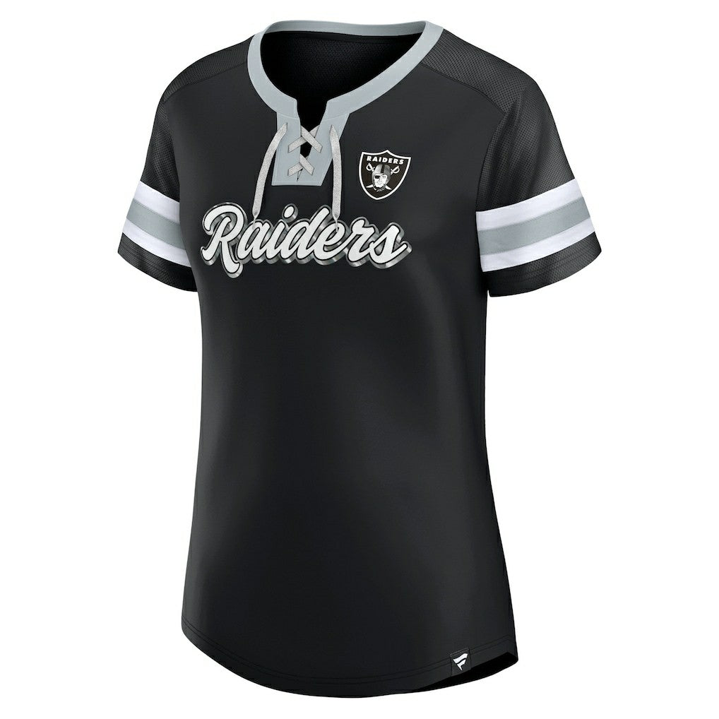 Las Vegas Raiders Women's Plus Size Original State Lace-Up T-Shirt Black - Fanatics
