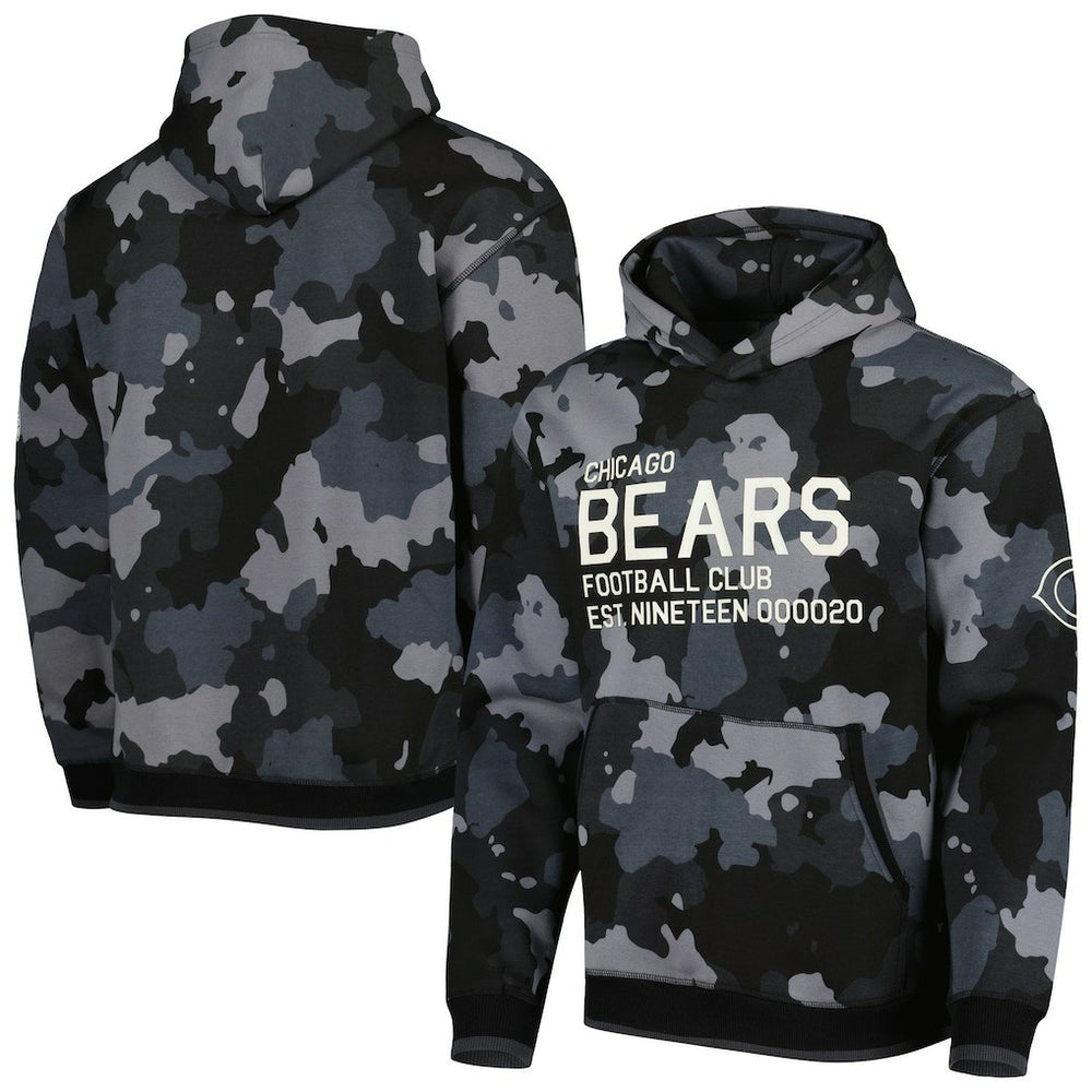 Chicago Bears The Wild Collective Camo Pullover Hoodie Black - NFL