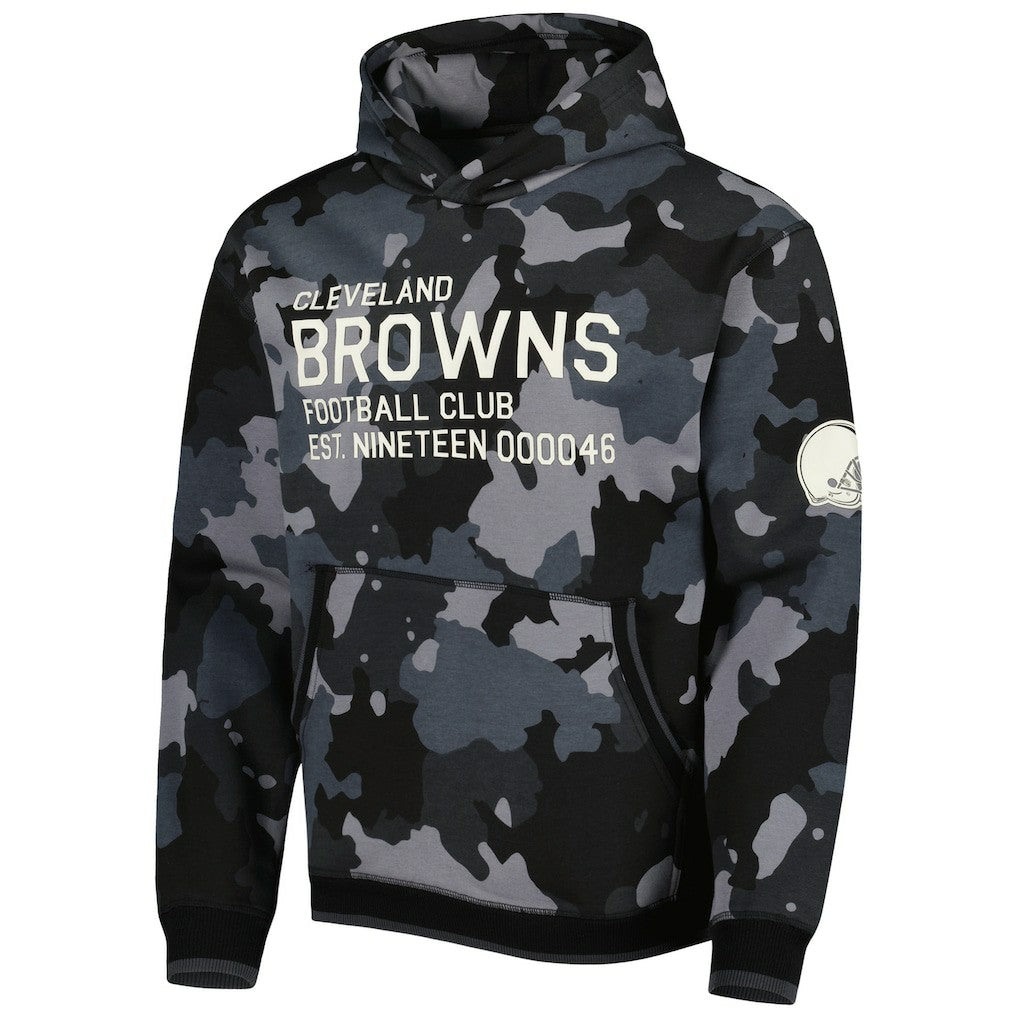 Cleveland Browns The Wild Collective Camo Pullover Hoodie Black - NFL