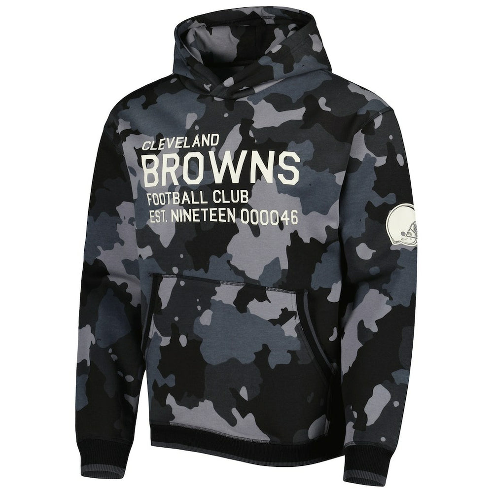 Cleveland Browns The Wild Collective Camo Pullover Hoodie Black - NFL