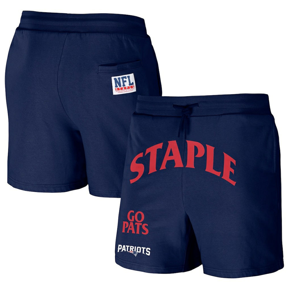 New England Patriots NFL x Staple Throwback Vintage Wash Fleece Shorts Navy - NFL