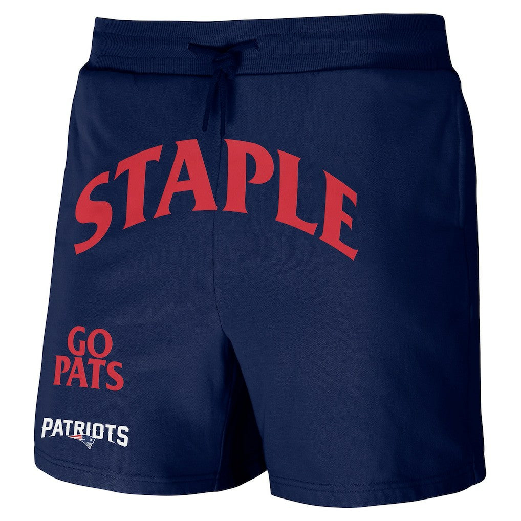 New England Patriots NFL x Staple Throwback Vintage Wash Fleece Shorts Navy - NFL