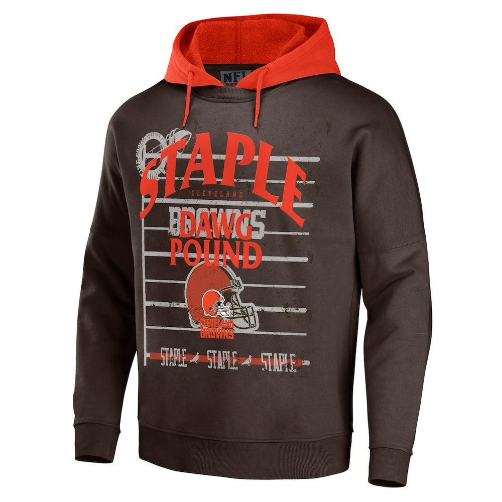 Cleveland Browns NFL x Staple Throwback Vintage Wash Pullover Hoodie Brown - NFL