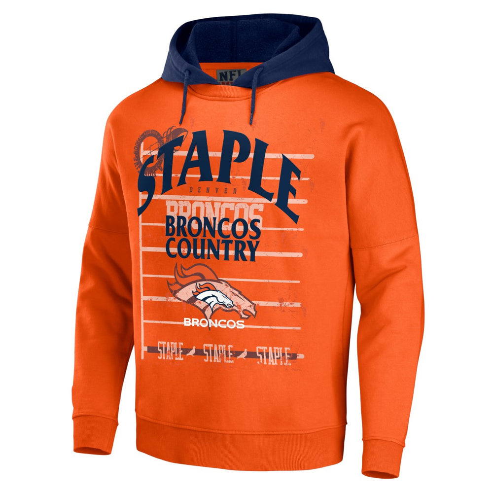 Denver Broncos NFL x Staple Throwback Vintage Wash Pullover Hoodie Orange - NFL