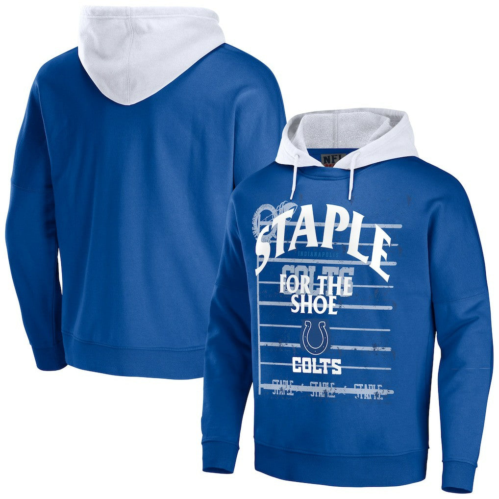 Indianapolis Colts NFL x Staple Throwback Vintage Wash Pullover Hoodie Blue - NFL