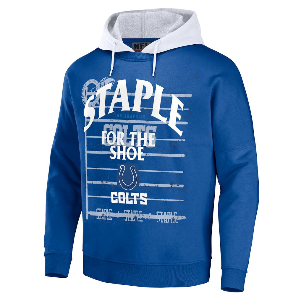 Indianapolis Colts NFL x Staple Throwback Vintage Wash Pullover Hoodie Blue - NFL