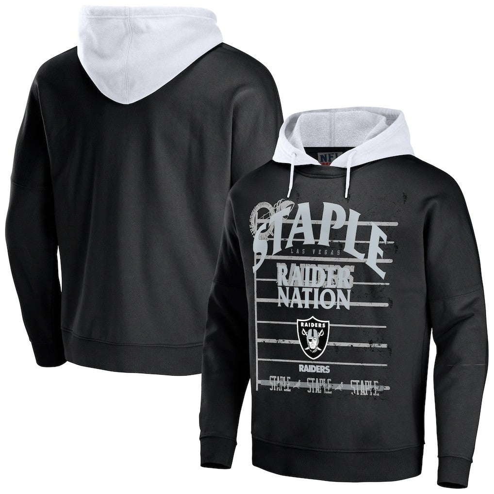 Las Vegas Raiders NFL x Staple Throwback Vintage Wash Pullover Hoodie Black - NFL