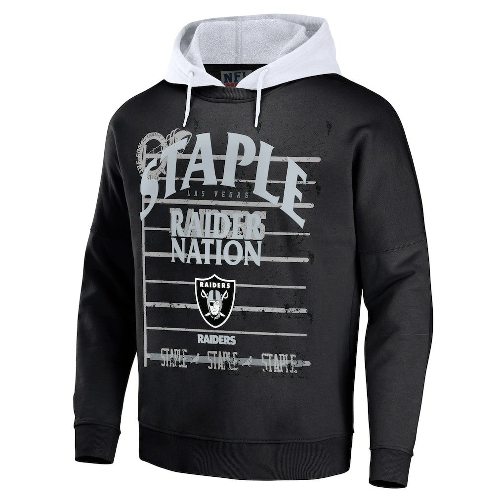 Las Vegas Raiders NFL x Staple Throwback Vintage Wash Pullover Hoodie Black - NFL