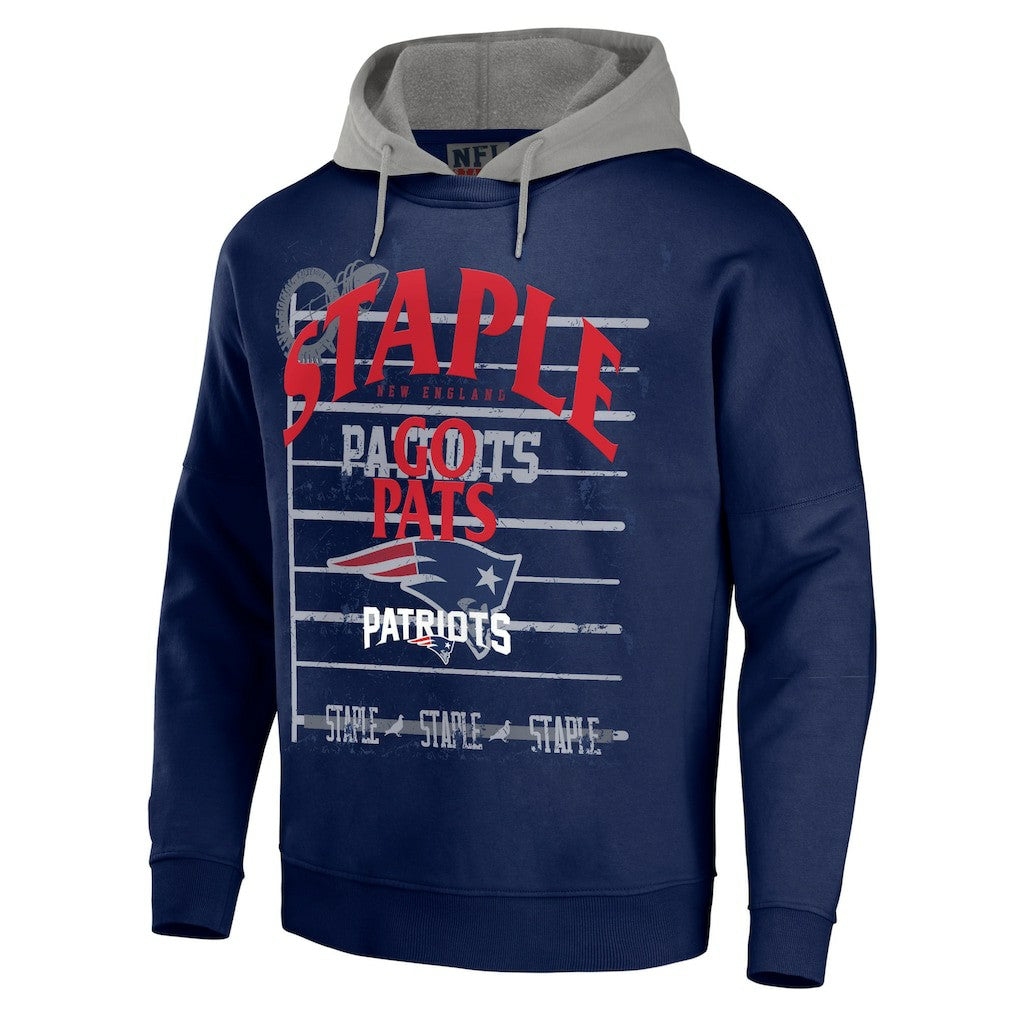 New England Patriots NFL x Staple Throwback Vintage Wash Pullover Hoodie Navy - NFL