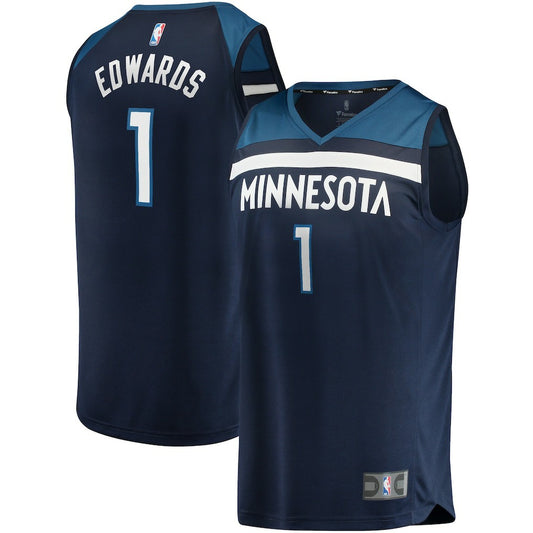 Anthony Edwards Minnesota Timberwolves 2021/22 Fast Break Replica Jersey - Icon Edition - Navy | NBA Jerseys