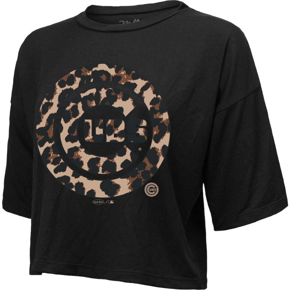 Chicago Cubs Majestic Threads Women's Leopard Cropped T-Shirt Online