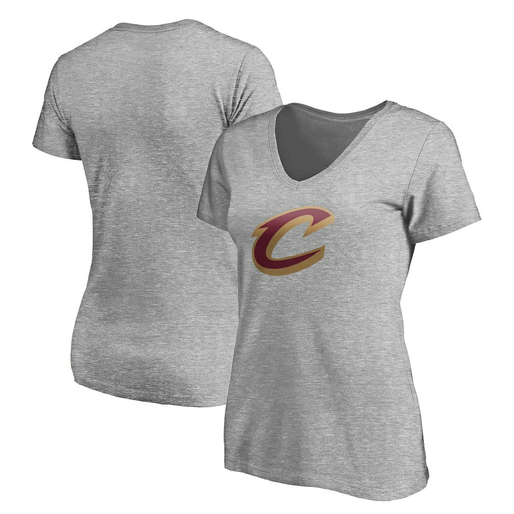 NBA - Cleveland Cavaliers Women's Primary Team Logo V-Neck T-Shirt - Heathered Gray