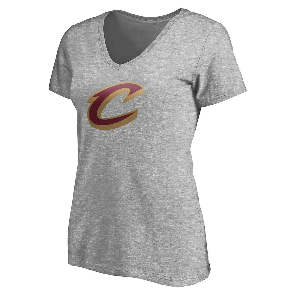 NBA - Cleveland Cavaliers Women's Primary Team Logo V-Neck T-Shirt - Heathered Gray