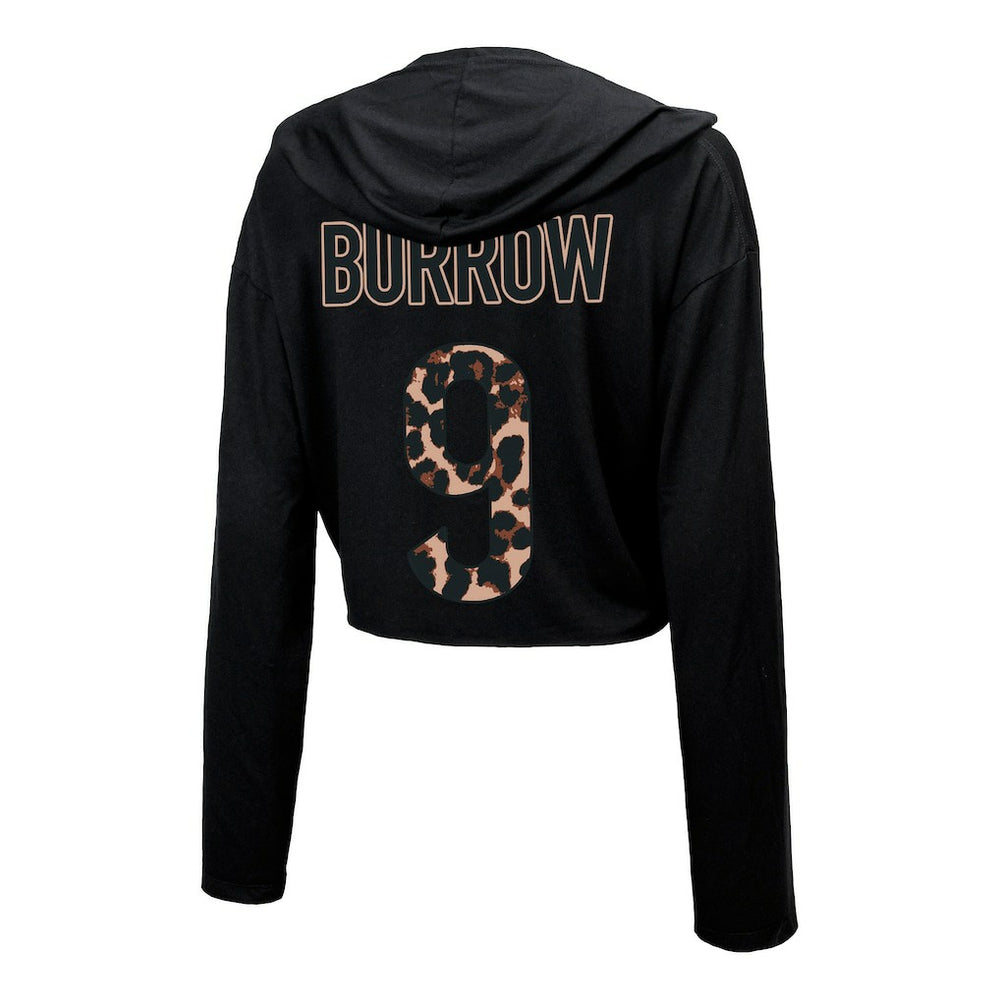 Joe Burrow Cincinnati Bengals Majestic Threads Women's Leopard Player Name & Number Long Sleeve Cropped Hoodie Black - NFL