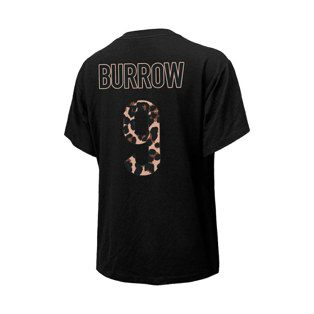 Joe Burrow Cincinnati Bengals Majestic Threads Women's Leopard Player Name & Number T-Shirt Black - NFL
