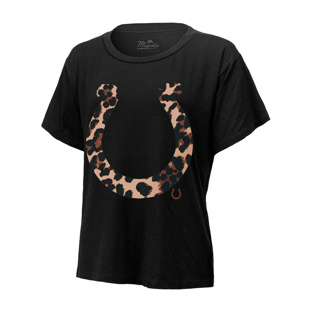Jonathan Taylor Indianapolis Colts Majestic Threads Women's Leopard Player Name & Number T-Shirt Black - NFL