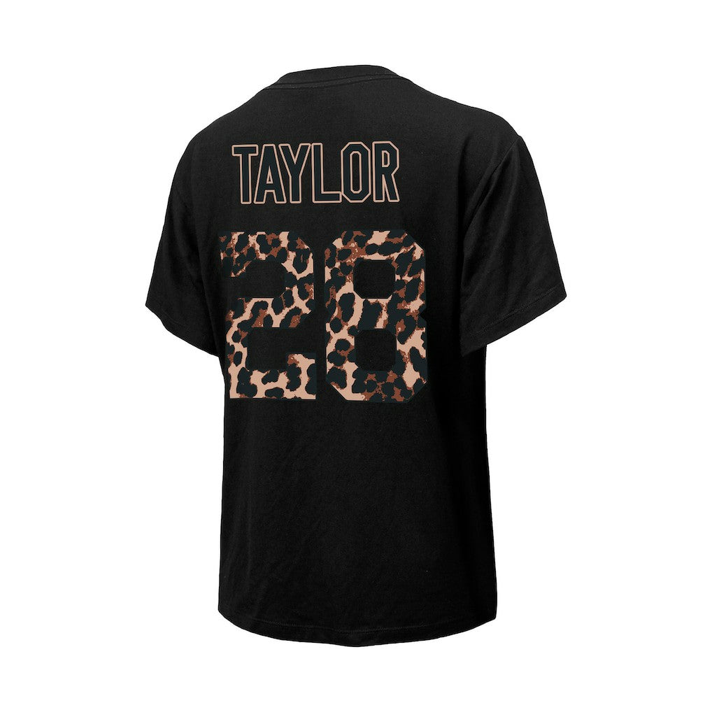 Jonathan Taylor Indianapolis Colts Majestic Threads Women's Leopard Player Name & Number T-Shirt Black - NFL
