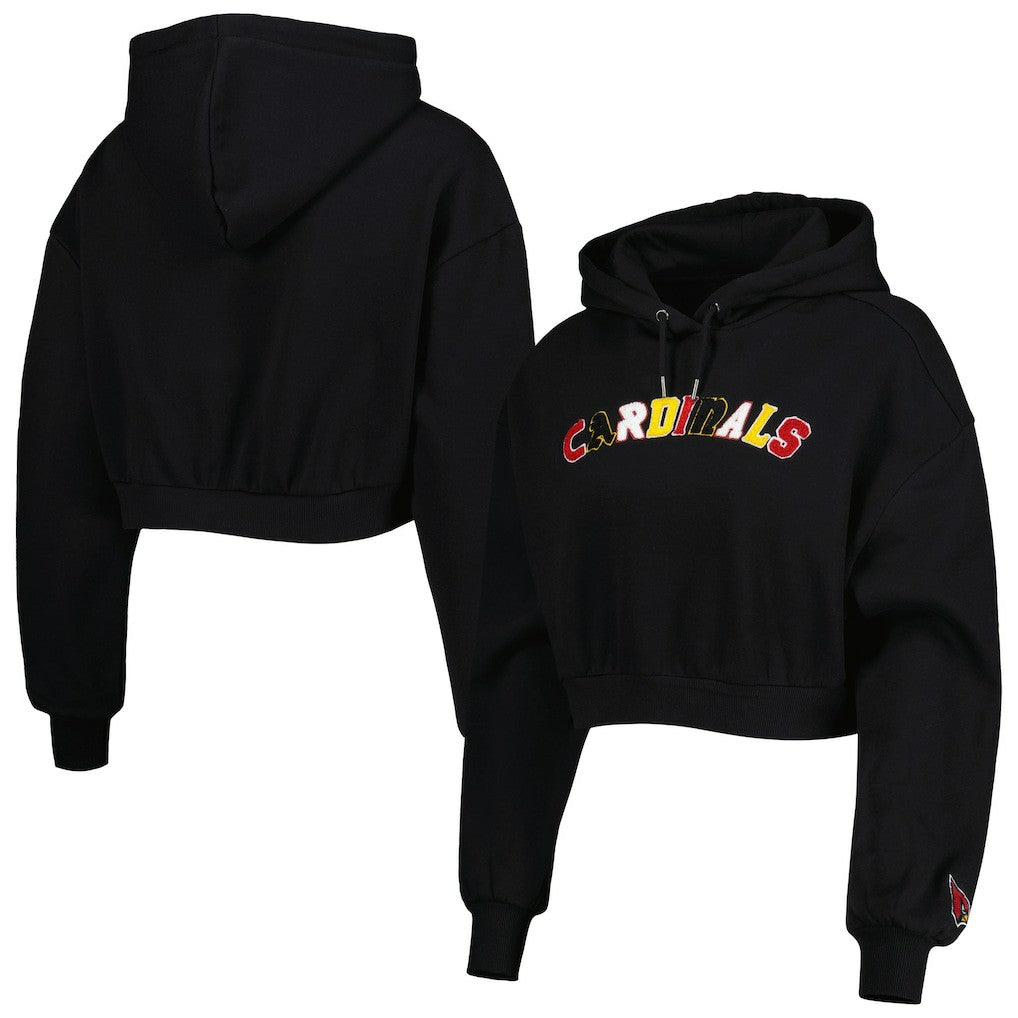 Arizona Cardinals The Wild Collective Women's Cropped Pullover Hoodie Black - NFL