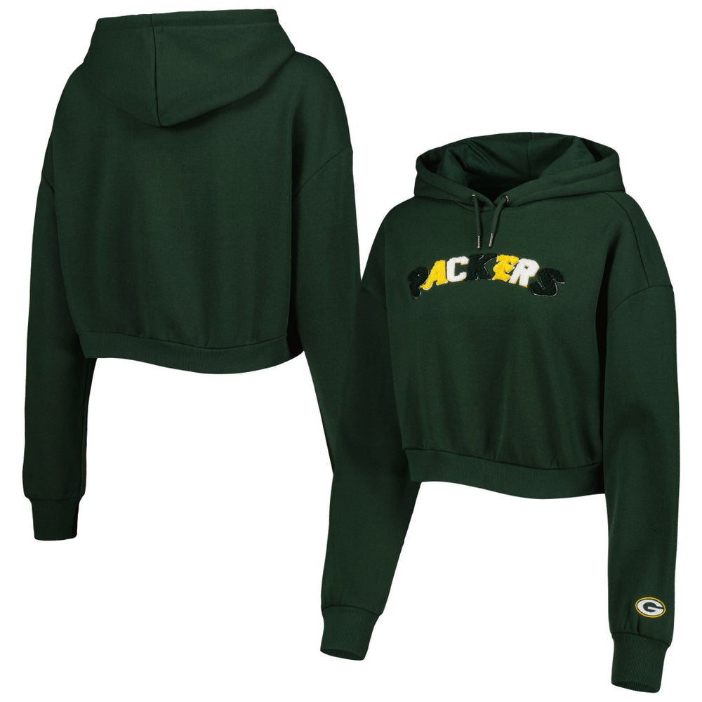 Green Bay Packers The Wild Collective Women's Cropped Pullover Hoodie Green - NFL