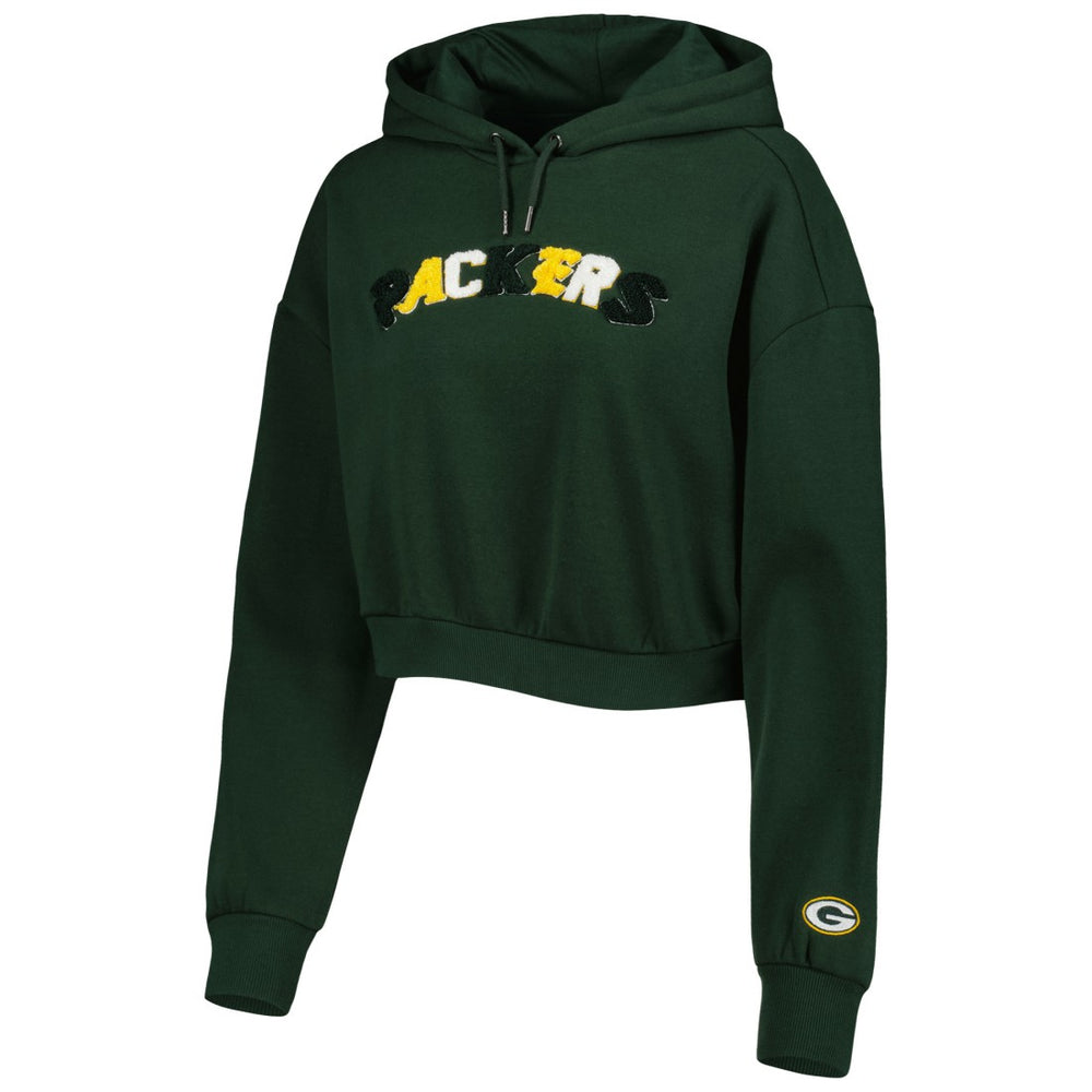 Green Bay Packers The Wild Collective Women's Cropped Pullover Hoodie Green - NFL