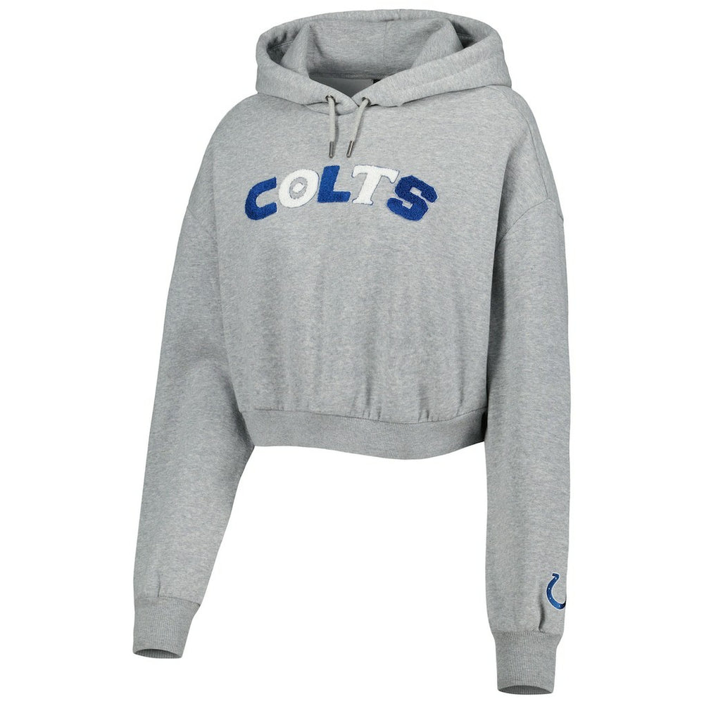 Indianapolis Colts The Wild Collective Women's Cropped Pullover Hoodie Gray - NFL